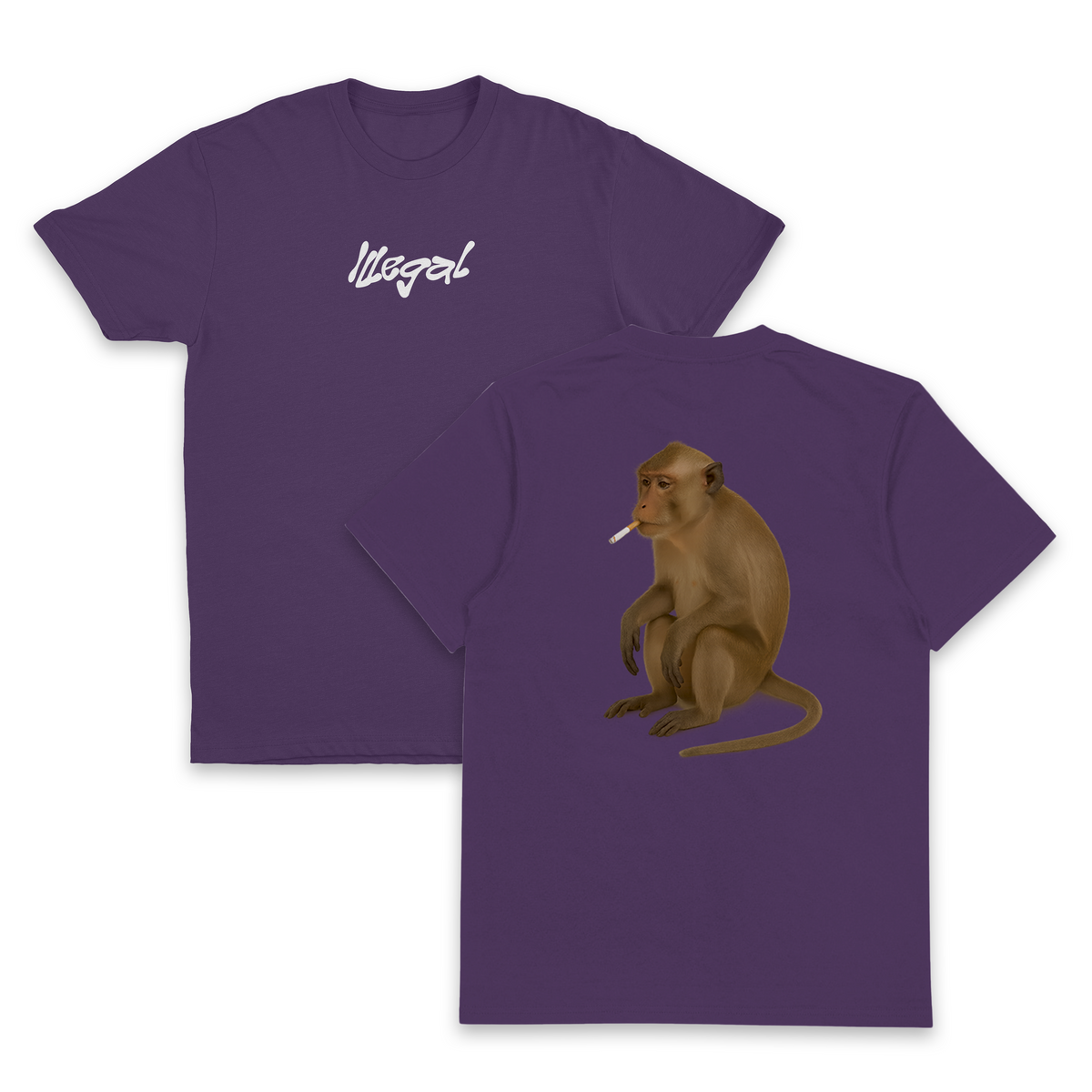 Monkey Smoking Cigarette T-Shirt (Backprint)
