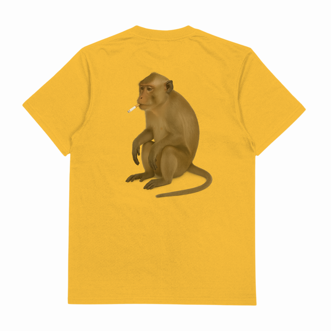 Monkey Smoking Cigarette T-Shirt (Backprint)