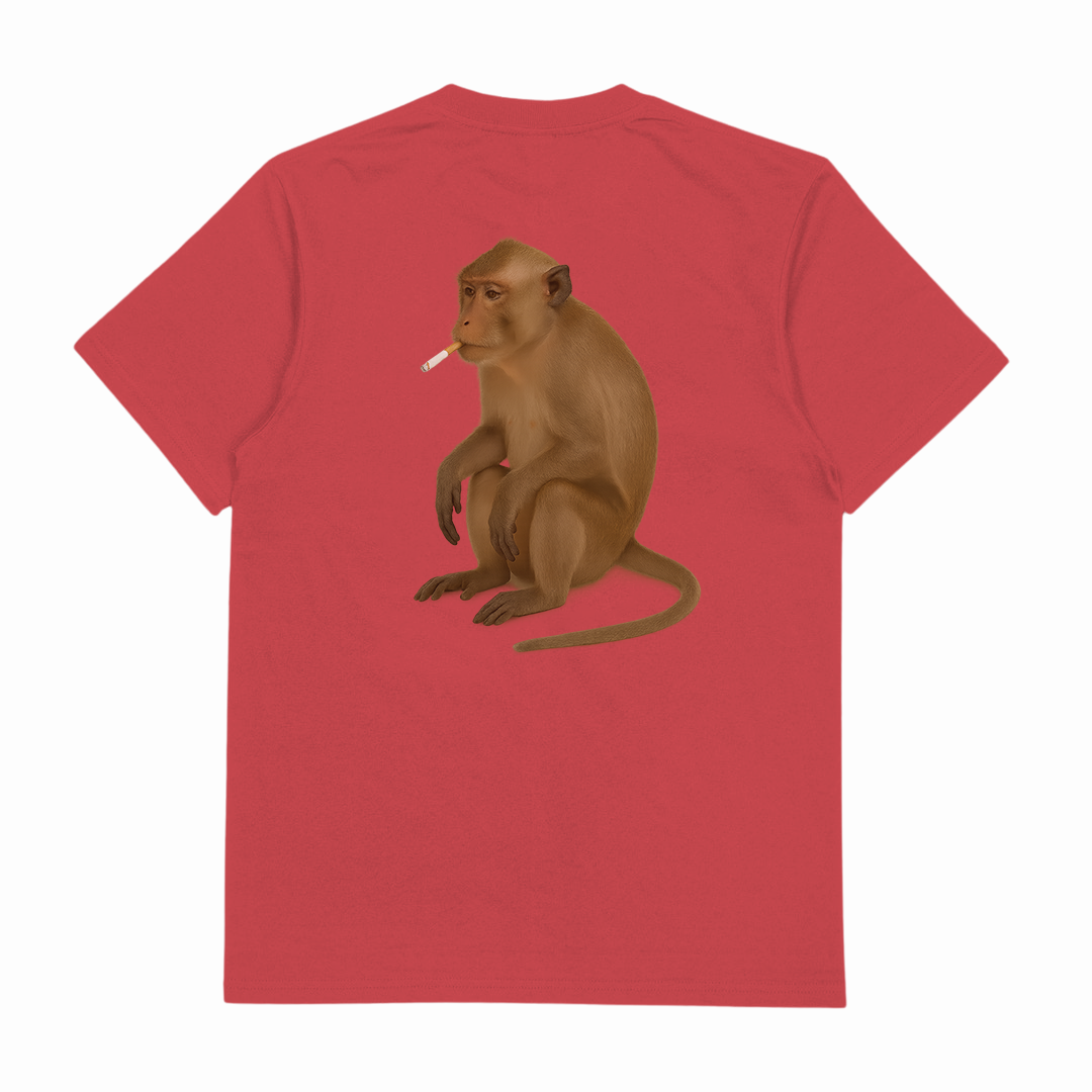 Monkey Smoking Cigarette T-Shirt (Backprint)