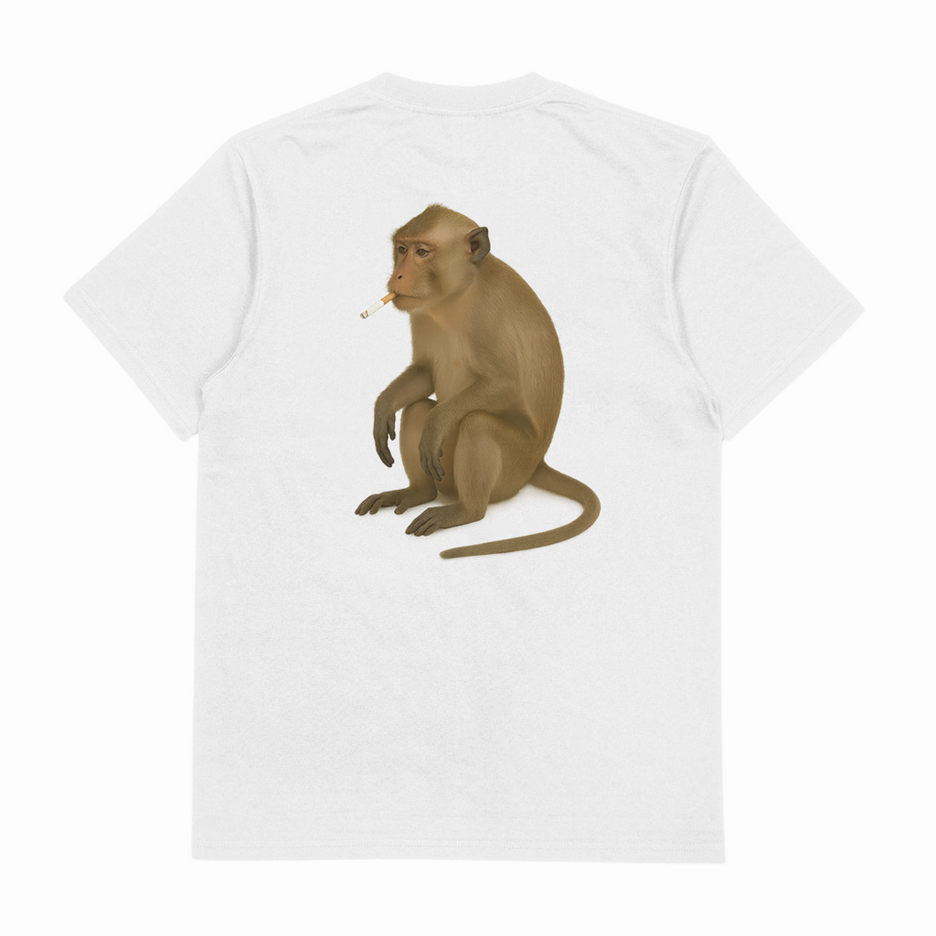 Monkey Smoking Cigarette T-Shirt (Backprint)